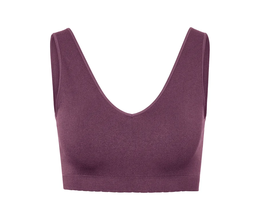 Soutien-gorge de sport prune à col en V.