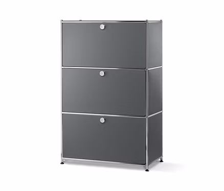 Étagère en métal gris mat avec 3 abattants.