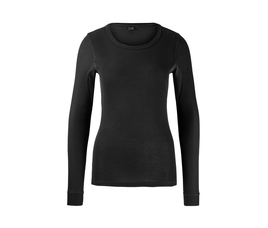 Sous-vêtement thermique fonctionnel noir à manches longues.