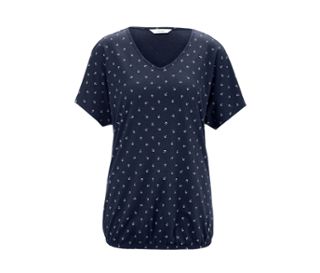 Bleu foncé avec imprimé d’ancre blanche sur l’ensemble