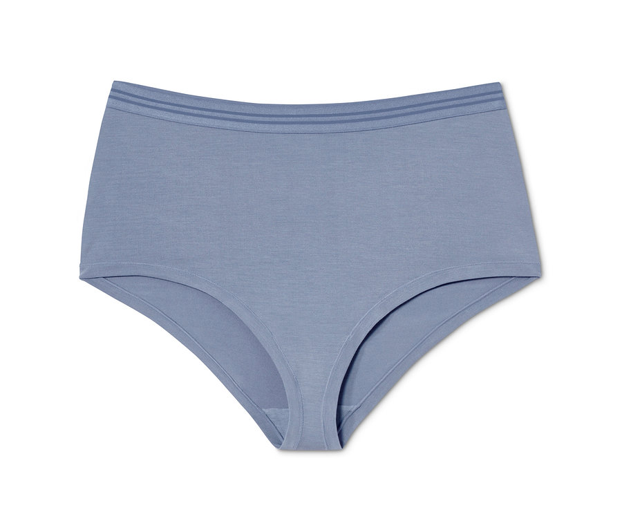 Un slip taille haute bleu.