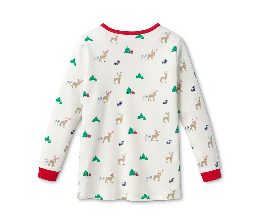 Détail d'un pyjama en interlock de coton bio avec un motif de Noël.