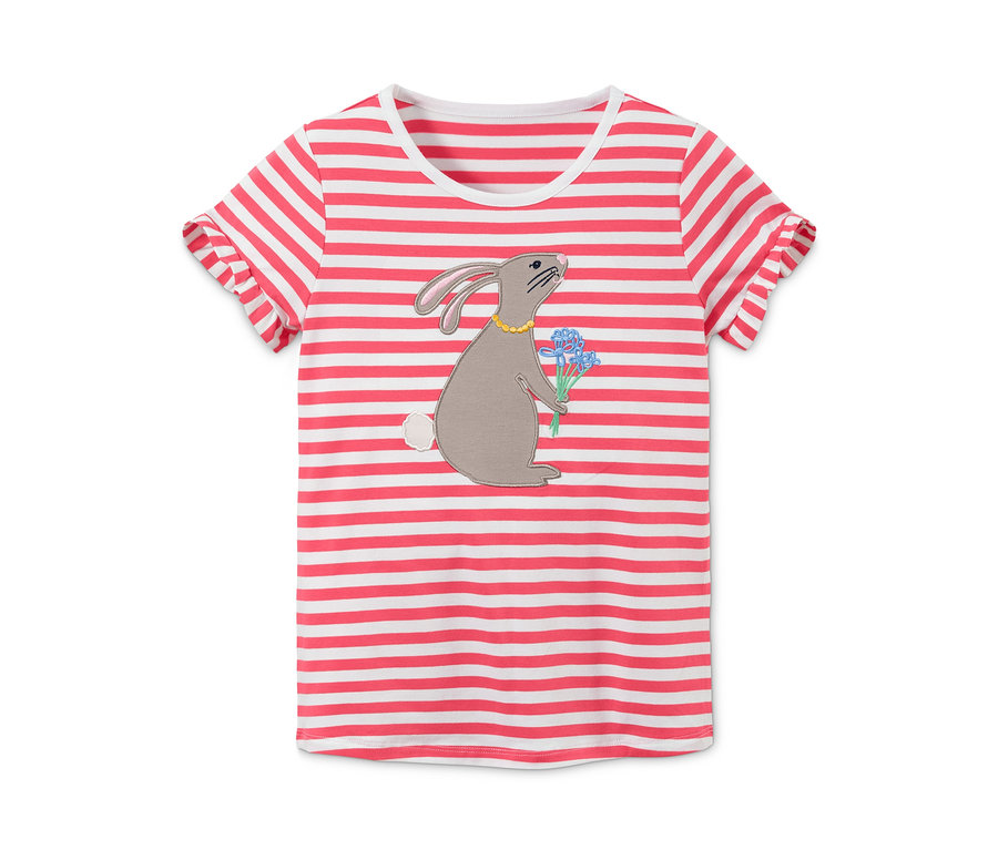 T-shirt rayé avec application lapin, lot de 2.