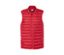 Gilet surpiqué rouge avec fermeture éclair au centre.