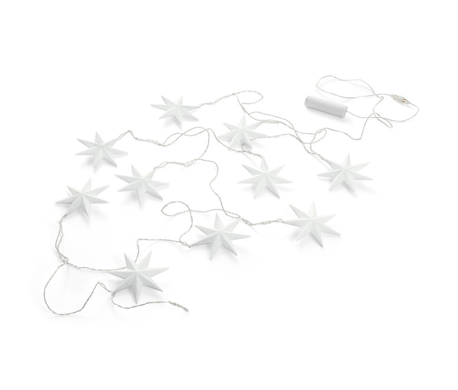 Guirlande lumineuse à LED « étoiles », avec batterie, sur fond blanc.