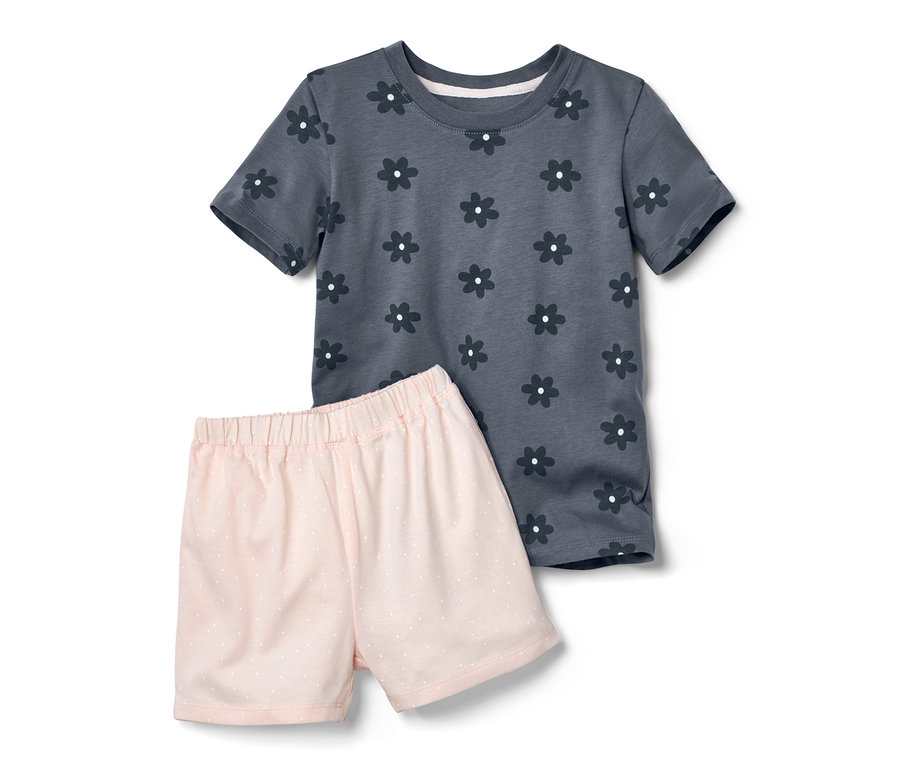 2 pyjamas pour tout-petits à manches courtes et motif floral.