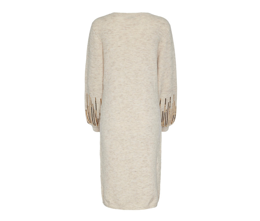 Robe en maille beige à paillettes vue de dos.