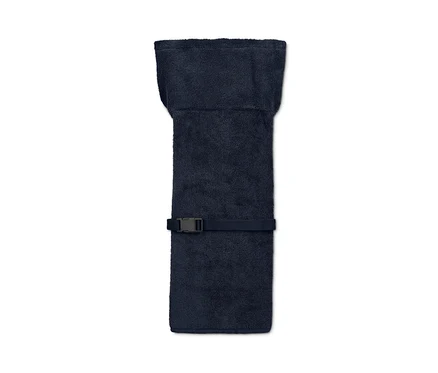 Peignoir pour chien bleu avec sangle.
