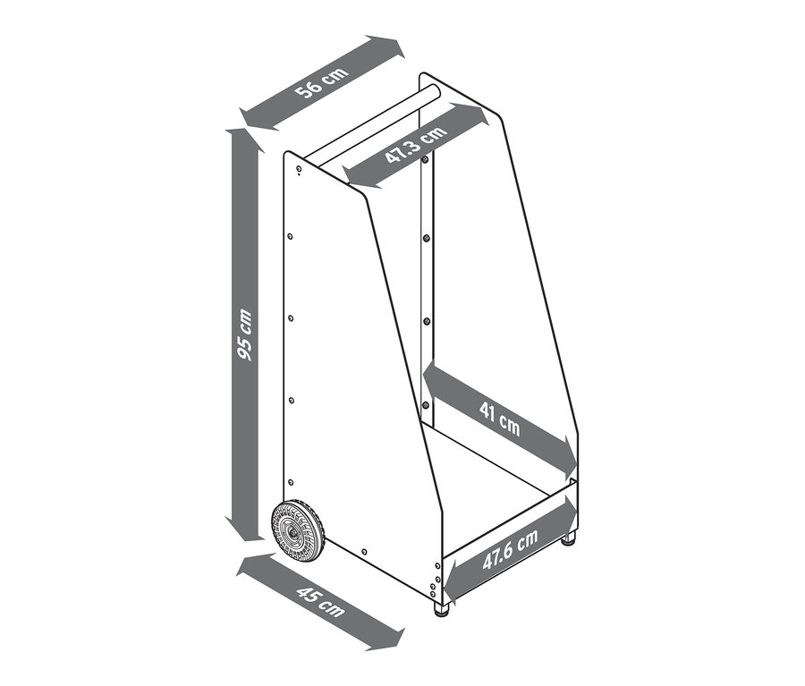 Schéma d'un chariot à bûches avec dimensions.