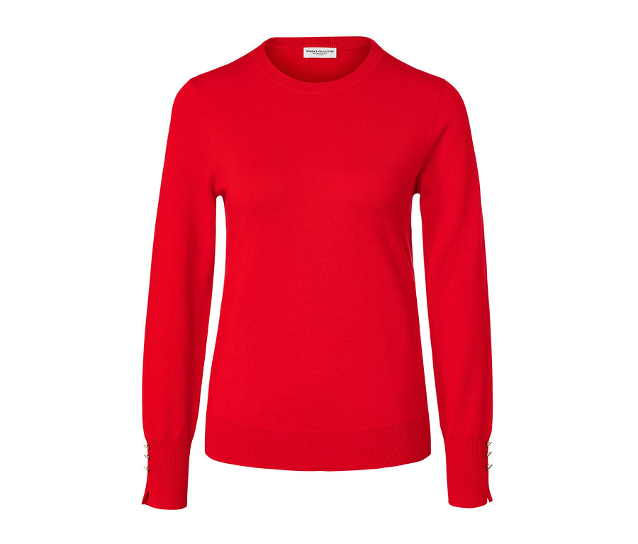 Pull en maille fine rouge.