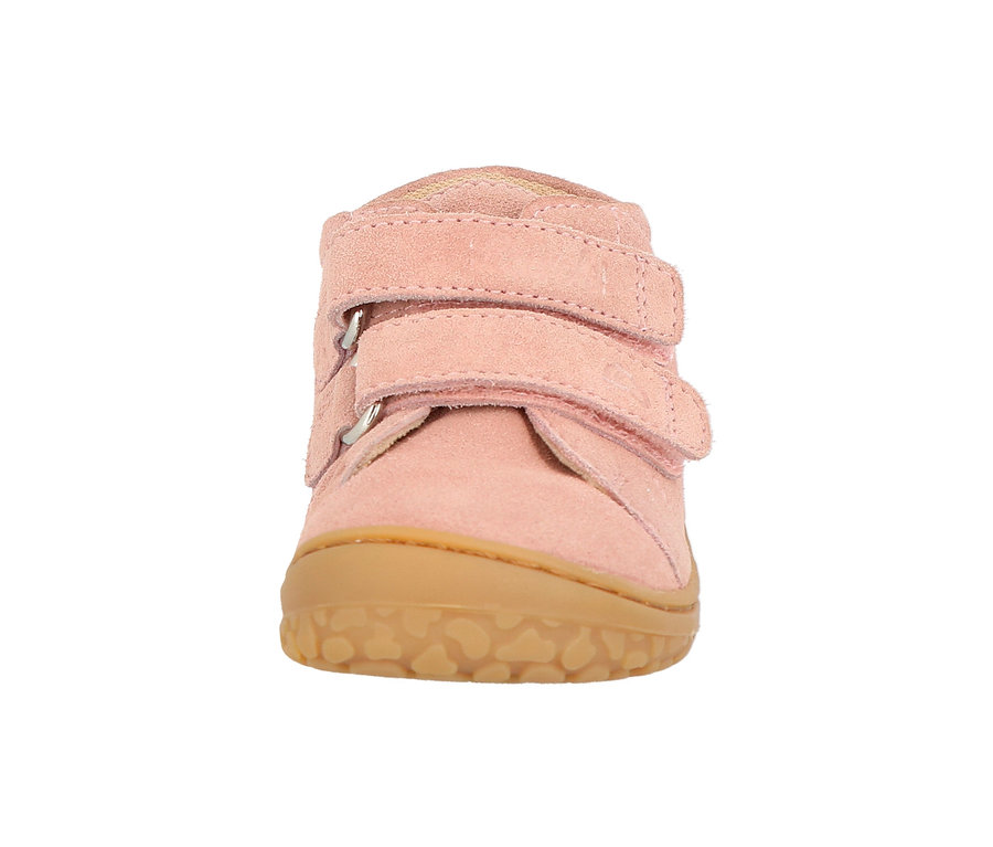 Chaussure de marche Lurchi « Barefoot » rose avec une semelle marron.