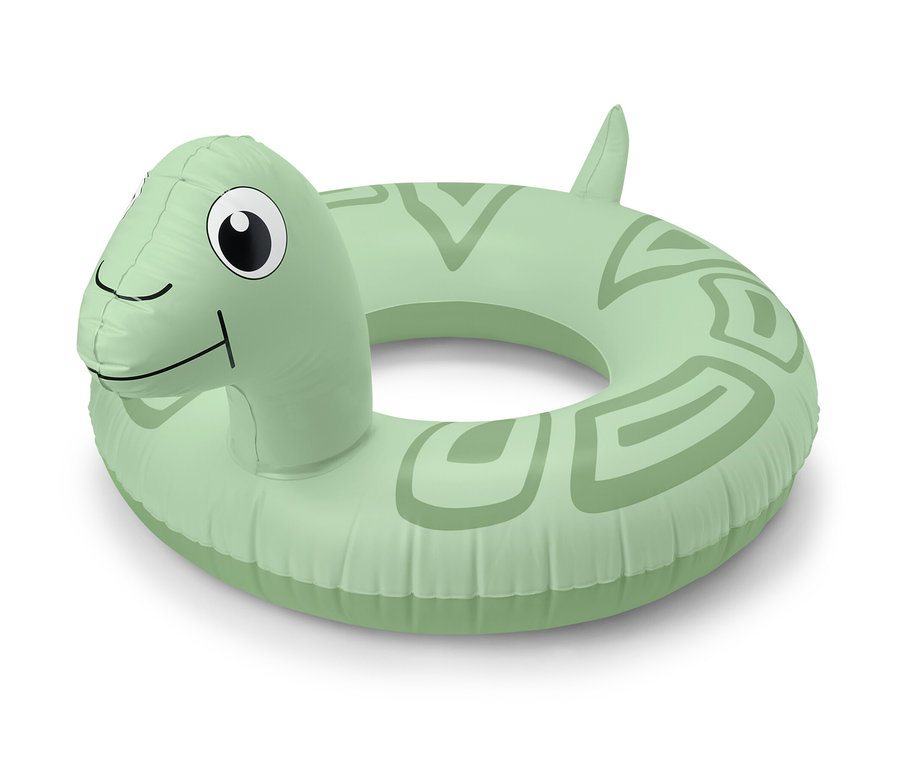 Bouée « tortue » verte sur fond blanc.