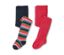 2 collants thermiques pour tout-petit, rayures - 1x rouge, 1x multicolore avec rayures