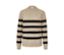 Pull en maille à rayures beige et noires.