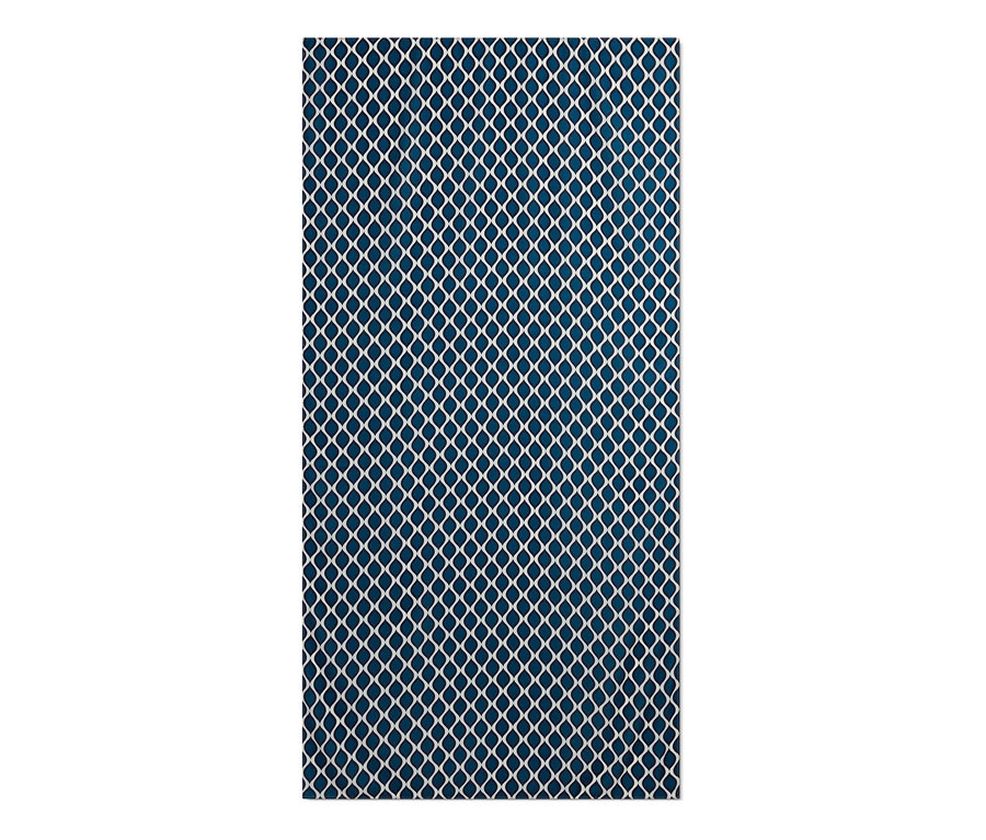 Foulard multifonction bleu avec motif blanc.