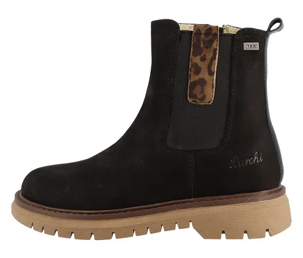 Bottine noire LURCHI »Elena-TEX« avec semelle marron.