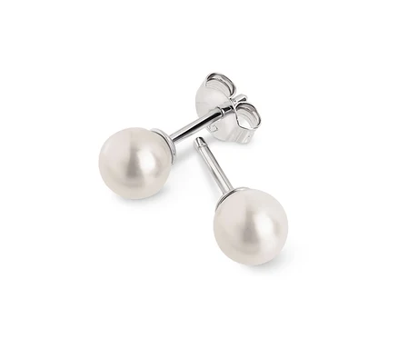 Deux boucles d'oreilles argentées avec des perles sur fond blanc.