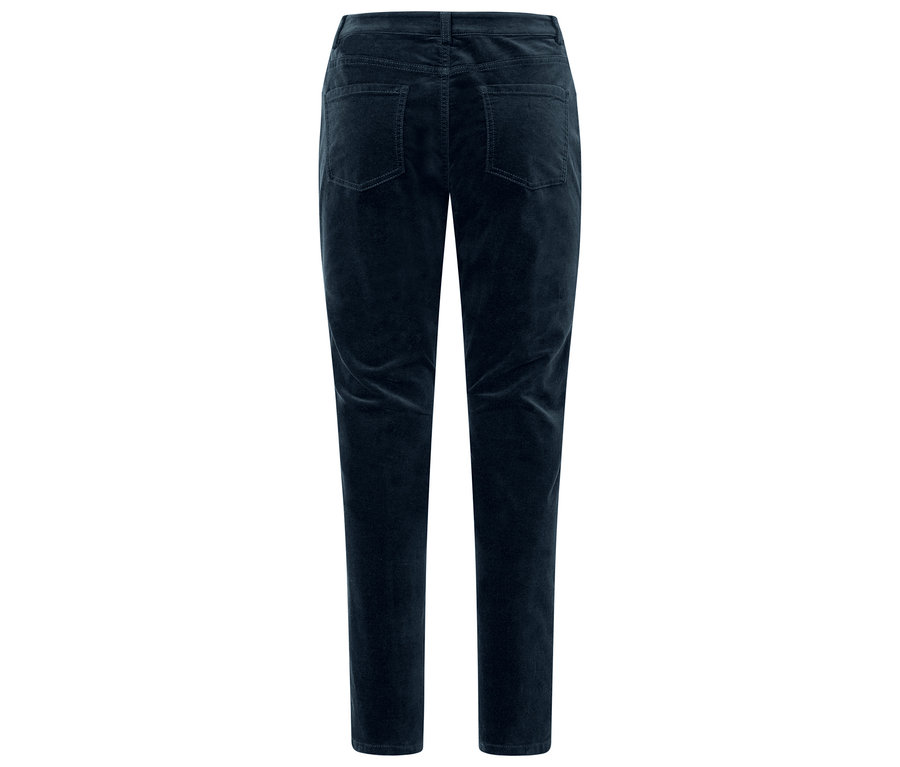 Pantalon en velours bleu marine, vue de dos.