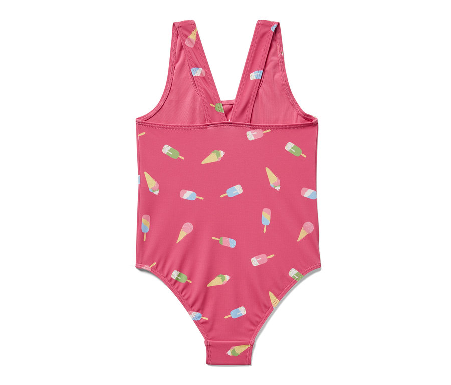 Maillot de bain pour enfant rose avec motifs de glaces.
