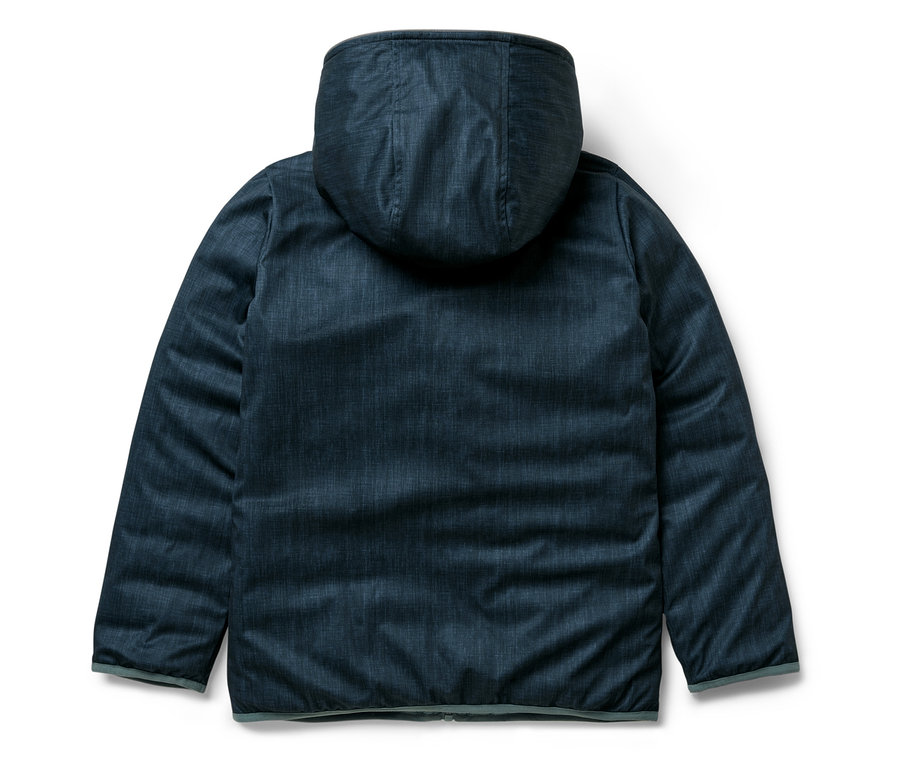 Veste softshell et matelassée bleue 2-en-1 pour enfants vue de dos.