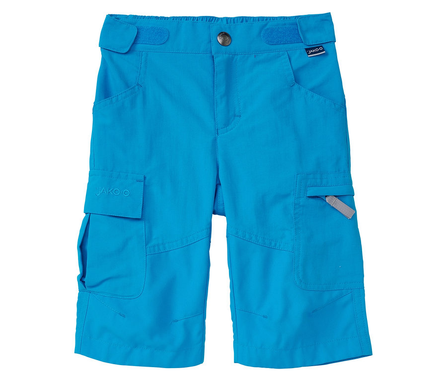 Le pantalon 3/4 outdoor JAKO-O azur est posé sur un fond blanc.