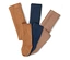Trois paires de collants marron, bleu marine et marron clair sont superposées.
