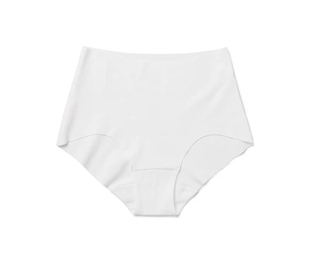 Culotte blanche taille haute sur fond blanc.