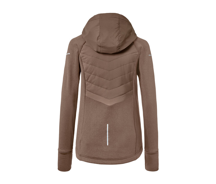 Veste thermique à capuche marron vue de dos.