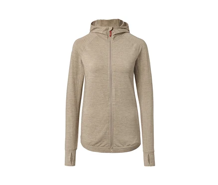 Veste à capuche « Softtouch » beige avec fermeture éclair.