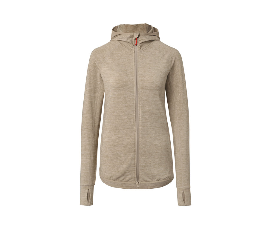 Veste à capuche « Softtouch » beige avec fermeture éclair.