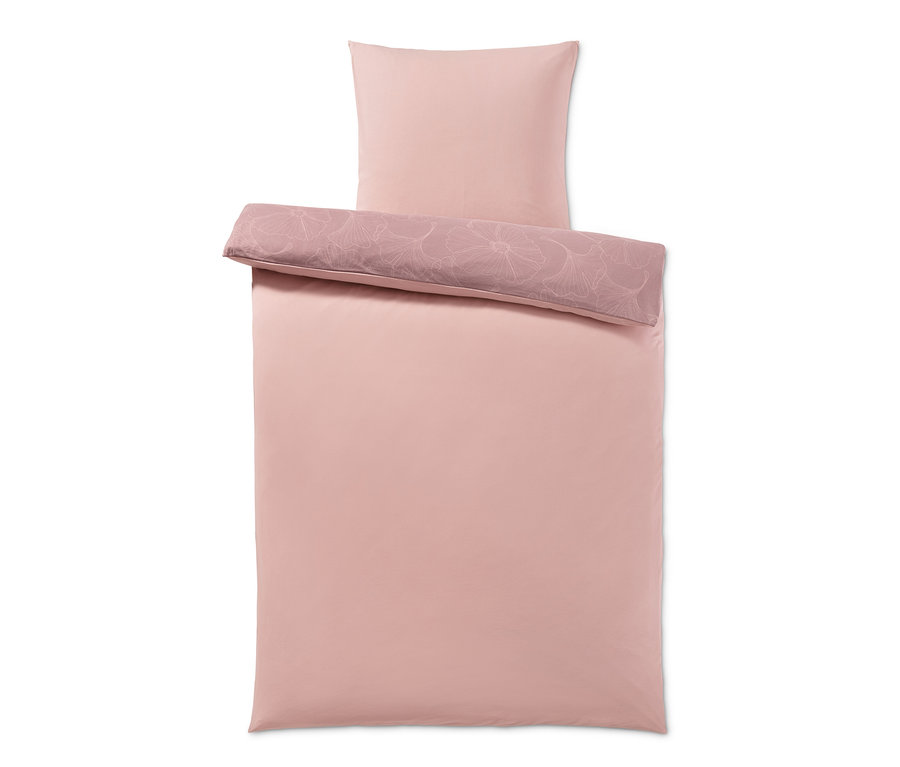 Parure de lit en jersey hivernal rose, taille normale, avec taie d'oreiller.