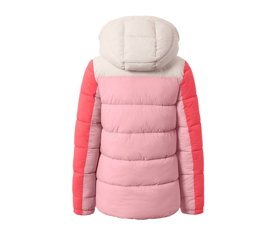 Vue détaillée de l'arrière d'une veste de ski matelassée.