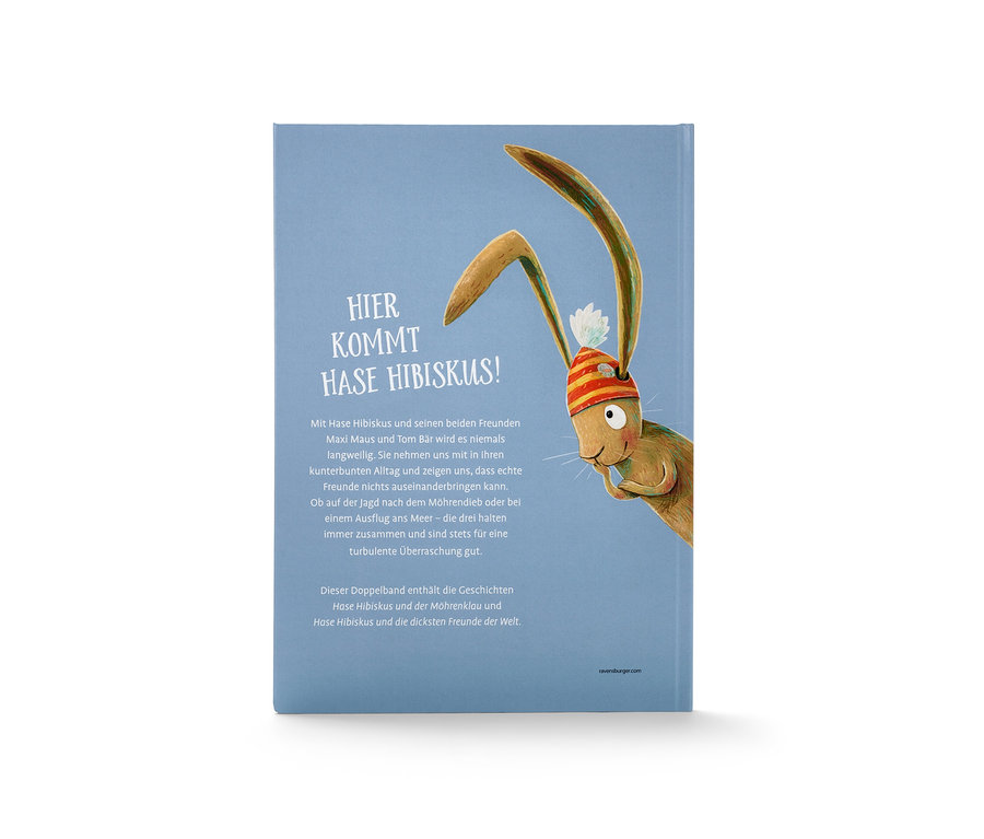 Couverture du livre « Hase Hibiskus » avec l'illustration d'un lapin portant un bonnet rayé.