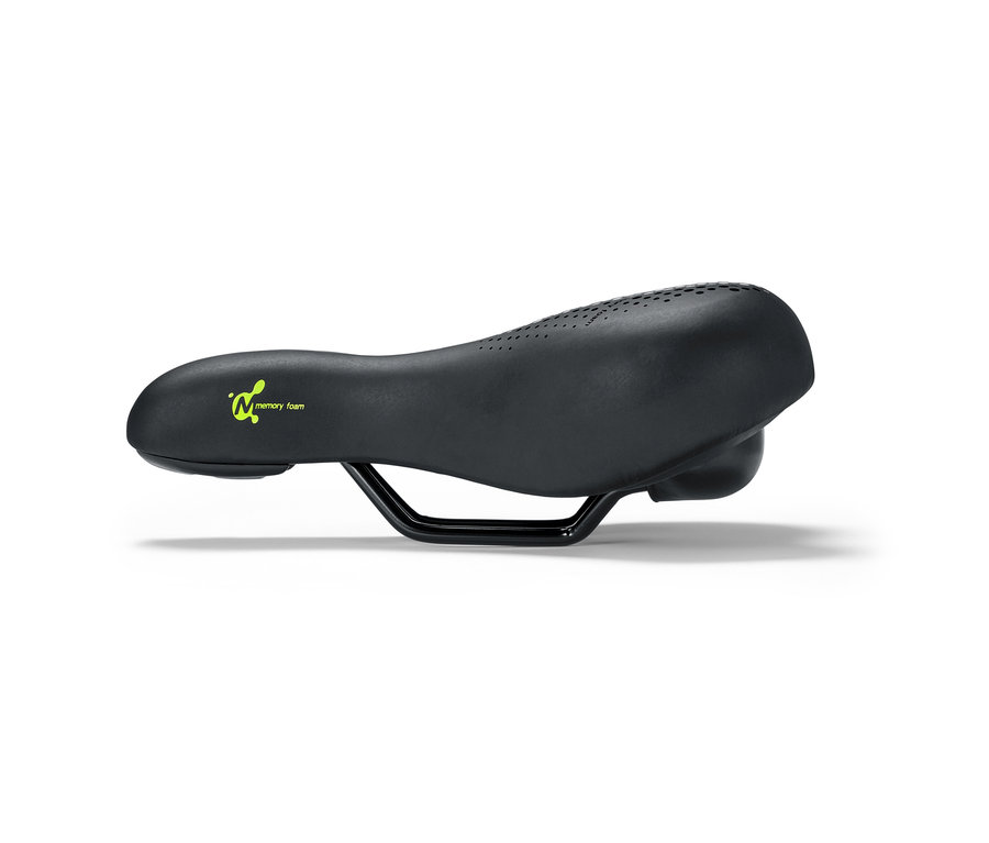 Selle de vélo confort noire avec mousse à mémoire de forme.