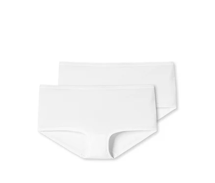 Deux shorts blancs SCHIESSER en coton bio.