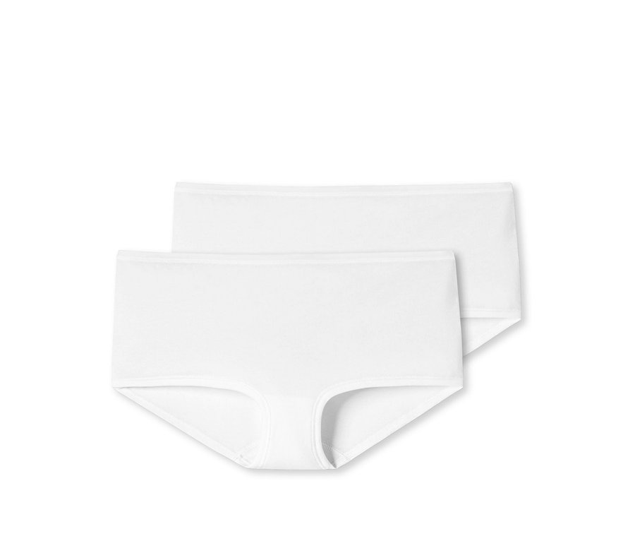 Deux shorts blancs SCHIESSER en coton bio.