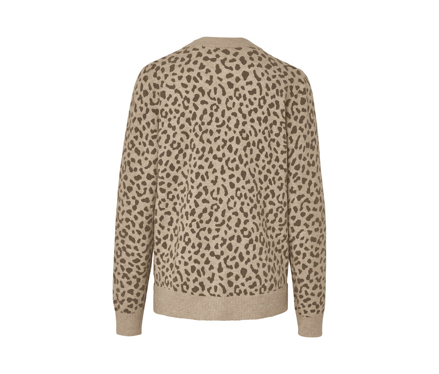 Vue arrière d'un pull en maille imprimé.