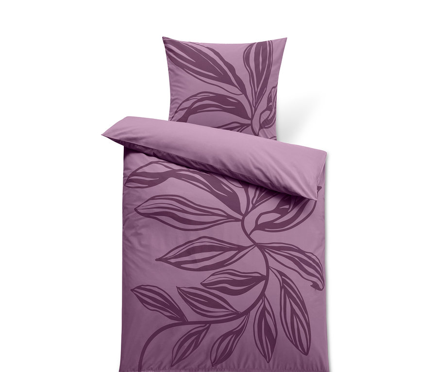 Parure de lit en coton premium violet avec motif floral.
