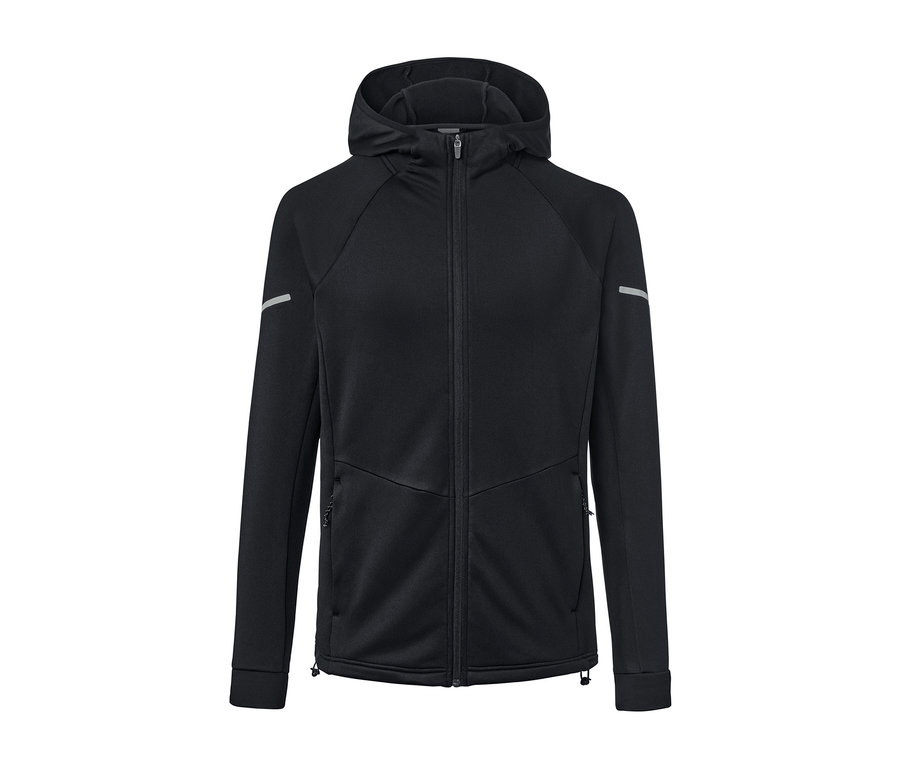 Veste thermique noire zippée avec capuche.