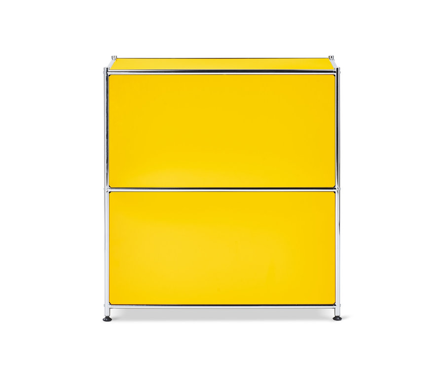 Buffet en métal jaune « CN3 » avec 2 compartiments à abattant.