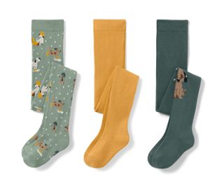 1x sauge avec motif intégral de chiens, 1x vert foncé avec motif de chiens, 1x jaune curry