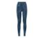 Legging de sport bleu avec imprimé réfléchissant argenté.