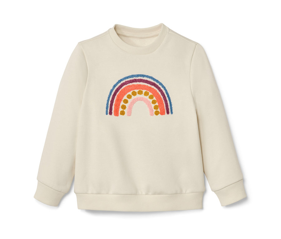 Sweatshirt pour enfant avec motif arc-en-ciel appliqué.