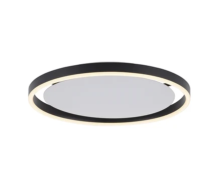 Plafonnier LED »Ritus« JUST LIGHT avec abat-jour rond noir.
