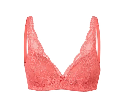 Soutien-gorge à coques souples papaye avec dentelle à motif floral.