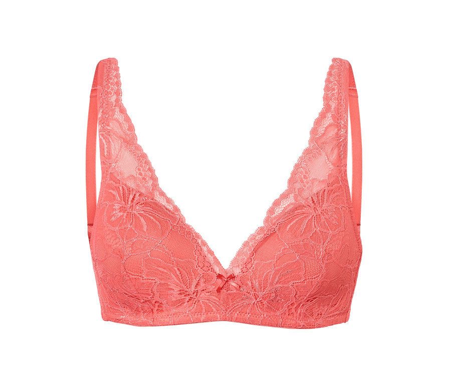 Soutien-gorge à coques souples papaye avec dentelle à motif floral.
