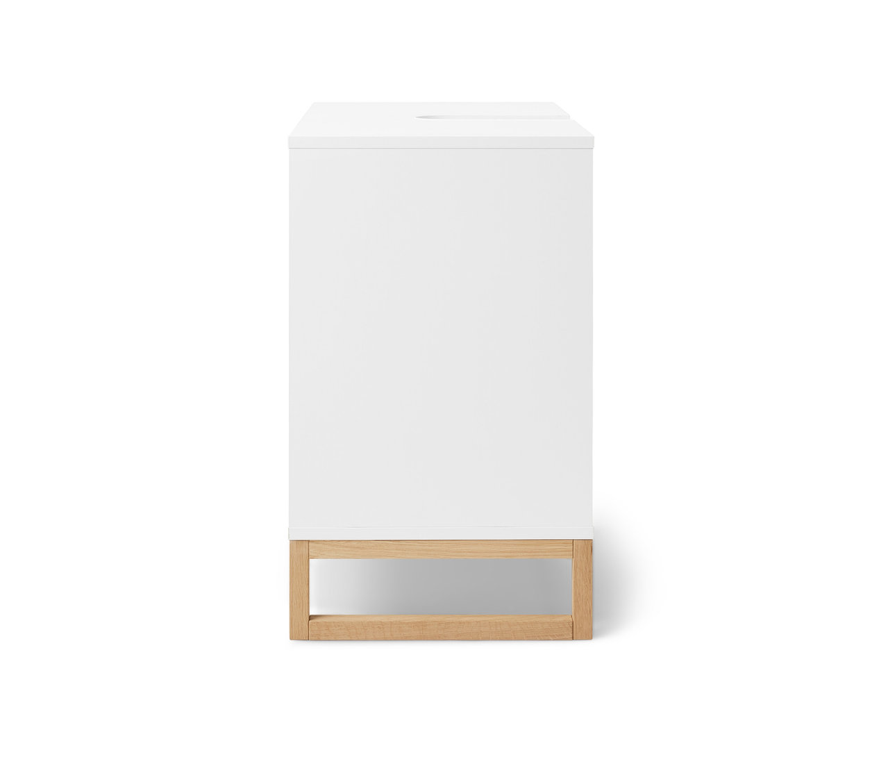 Meuble sous-vasque blanc avec 2 portes.