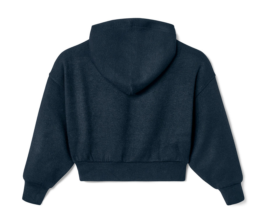 Vue arrière d'un sweat à capuche en maille pour enfant.