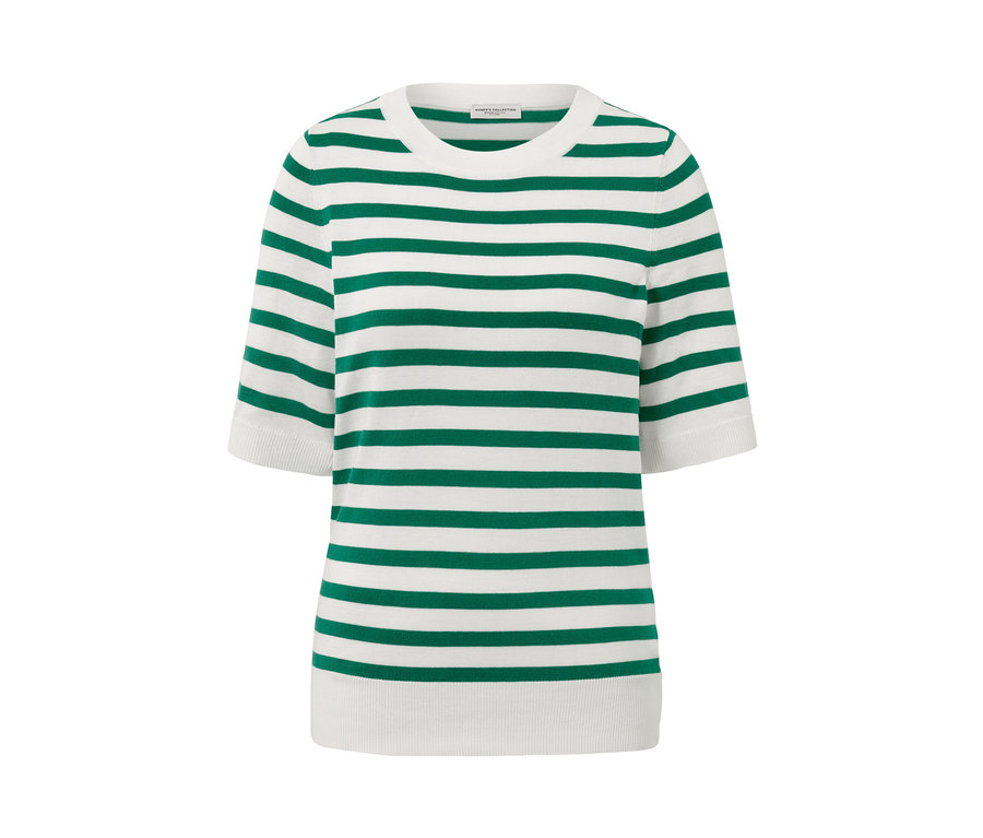 Pull en maille fine rayé avec des manches courtes.