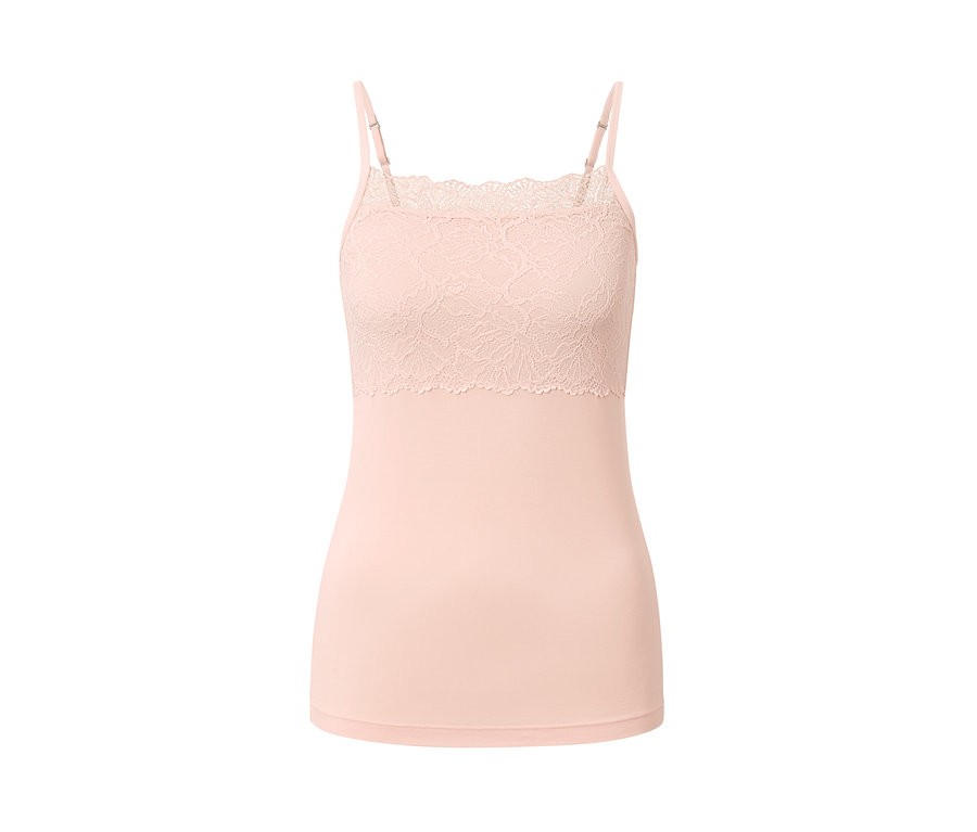 Top rose avec dentelle.